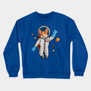 Our Astronaut Corgi in Space with a blue background Crewneck Sweatshirt